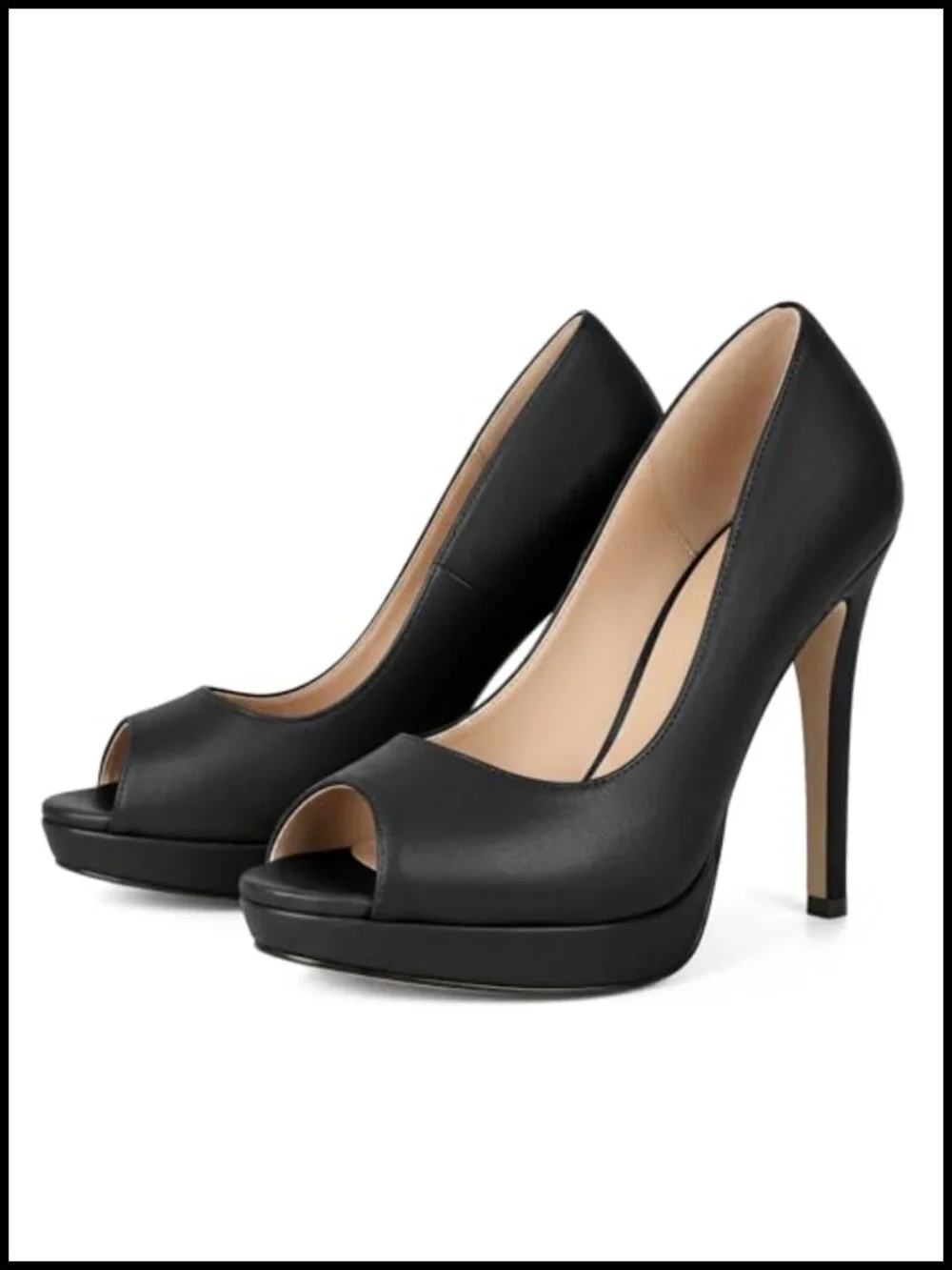 Women's Platform Stiletto Pumps 5 Inch Peep Toe Slip On Microfiber Party Heels